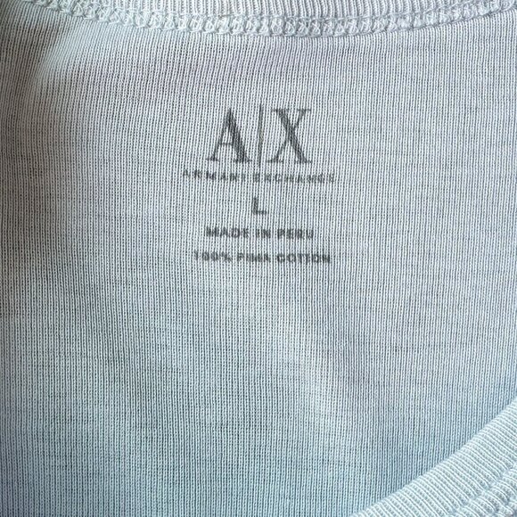 Vintage 2000s Armani Exchange Blue-Grey Pima Cotton T-Shirt with Zipper Detail - Picture 5 of 5